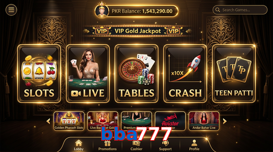 Main screen of Bba777 casino page for PK players